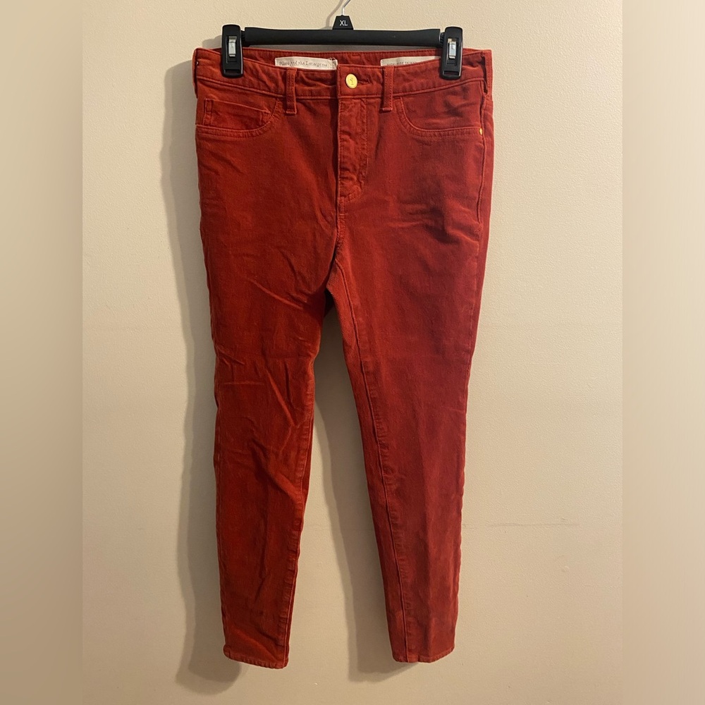 Pilcro and the Letterpress High-Rise‎ Skinny Red Corduroy Style Slacks Size 28